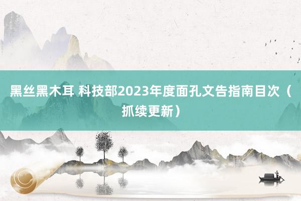 黑丝黑木耳 科技部2023年度面孔文告指南目次（抓续更新）