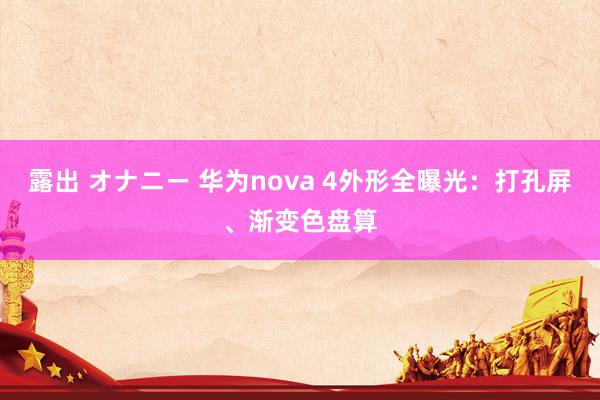 露出 オナニー 华为nova 4外形全曝光：打孔屏、渐变色盘算